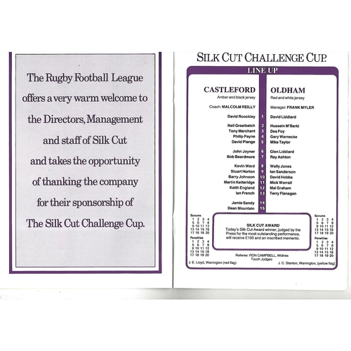 1986 Castleford v Oldham Rugby League Challenge Cup Semi Final Programme