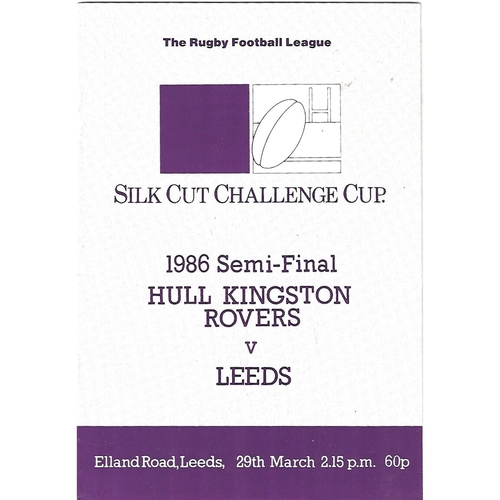 1986 Hull Kingston Rovers v Leeds Rugby League Challenge Cup Semi Final Programme