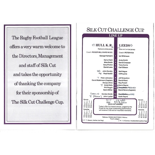 1986 Hull Kingston Rovers v Leeds Rugby League Challenge Cup Semi Final Replay Programme