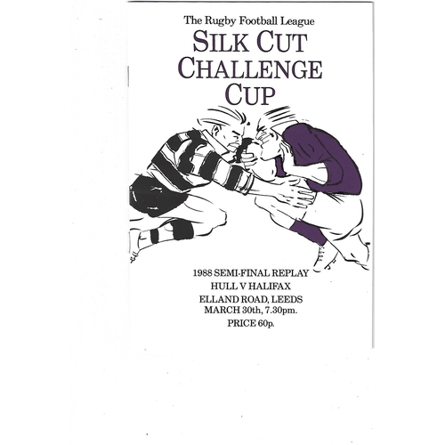 1988 Halifax v Hull Rugby League Challenge Cup Semi Final Replay Programme