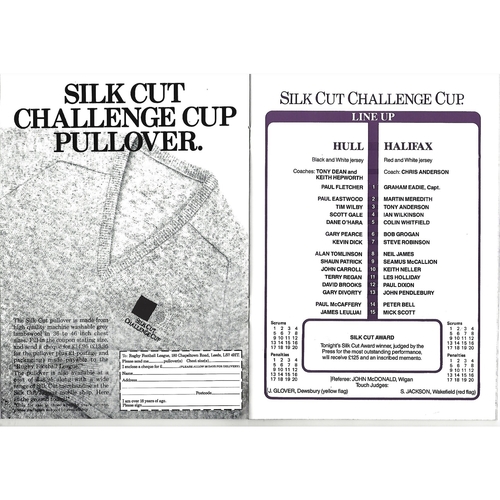 1988 Halifax v Hull Rugby League Challenge Cup Semi Final Replay Programme