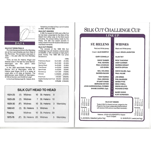 1989 St. Helens v Widnes Rugby League Challenge Cup Semi Final Programme