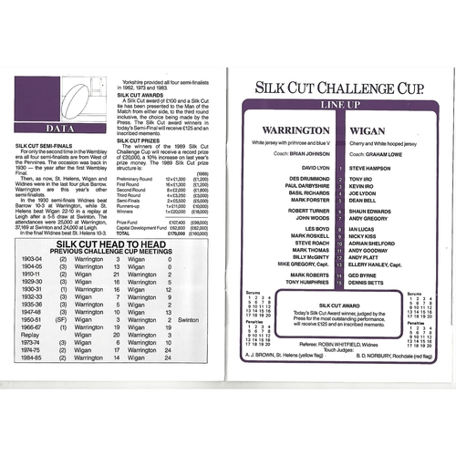 1989 Warrington v Wigan Rugby League Challenge Cup Semi Final Programme