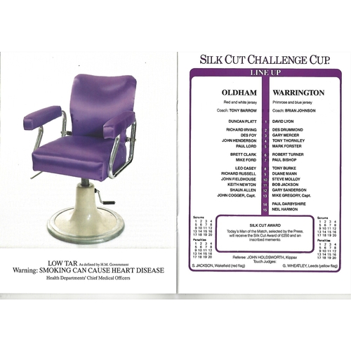 1990 Oldham v Warrington Rugby League Challenge Cup Semi Final Programme