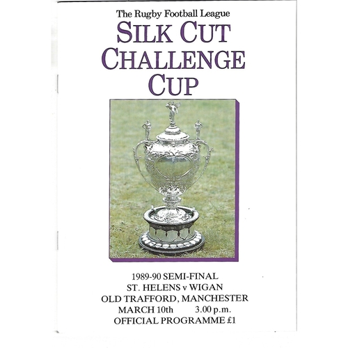 1990 St. Helens v Wigan Rugby League Challenge Cup Semi Final Programme