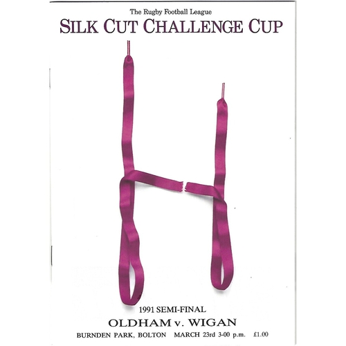 1991 Oldham v Wigan Rugby League Challenge Cup Semi Final Programme