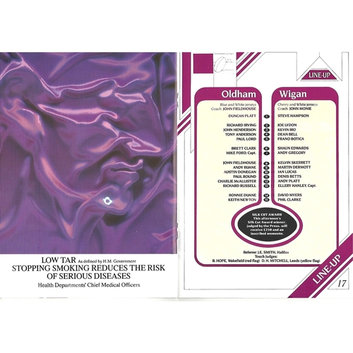 1991 Oldham v Wigan Rugby League Challenge Cup Semi Final Programme