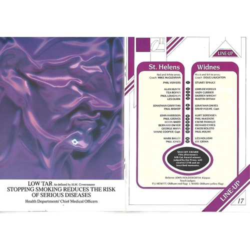 1991 St. Helens v Widnes Rugby League Challenge Cup Semi Final Programme