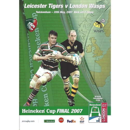 2007 Leicester Tigers v London Wasps European Cup Final Rugby Union Programme