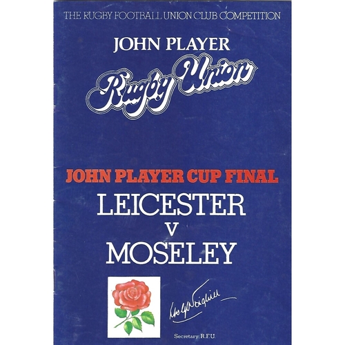 John Player Cup Final Rugby Union Programmes