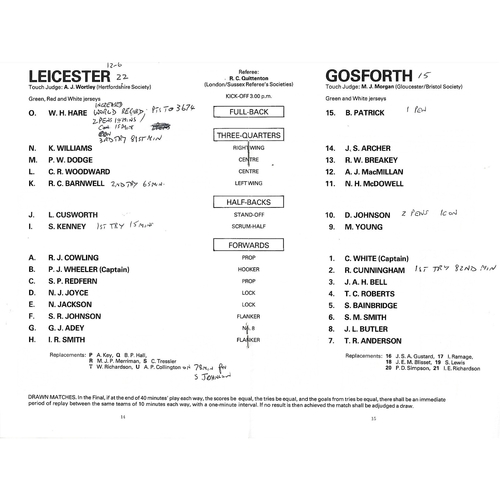 1981 Leicester v Gosforth John Player Cup Final Rugby Union Programme