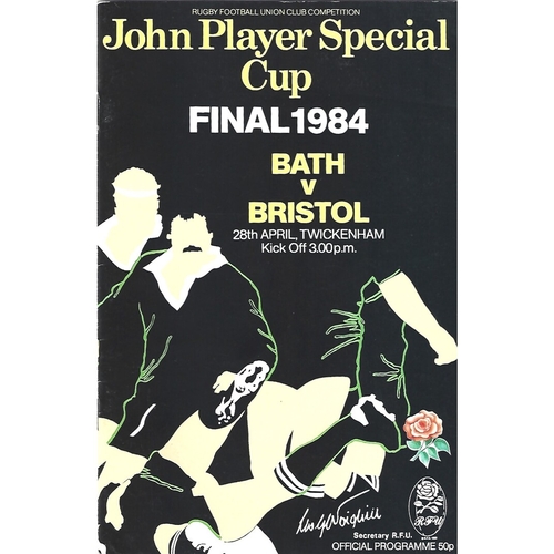 1984 Bath v Bristol John Player Cup Final Rugby Union Programme