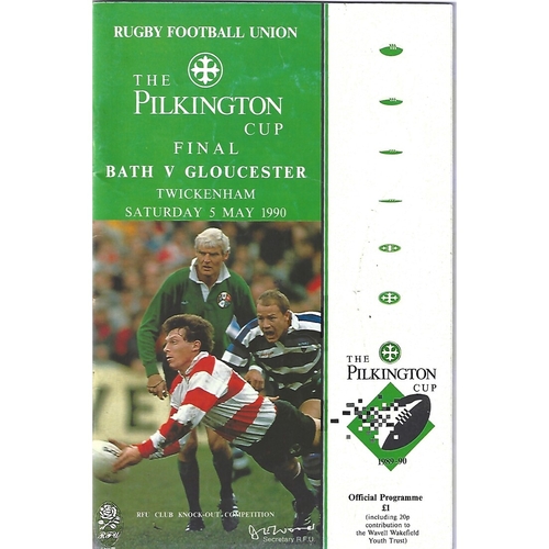 1990 Bath v Gloucester Pilkington Cup Final Rugby Union Programme