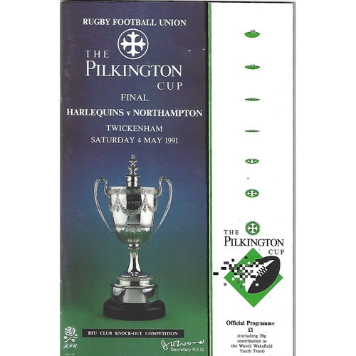 1991 Harlequins v Northampton Pilkington Cup Final Rugby Union Programme & Match Ticket