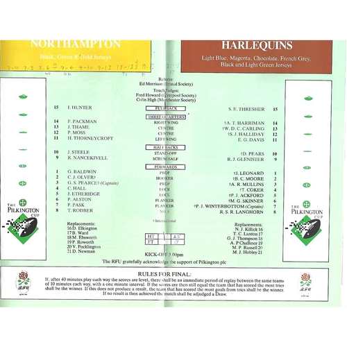 1991 Harlequins v Northampton Pilkington Cup Final Rugby Union Programme & Match Ticket