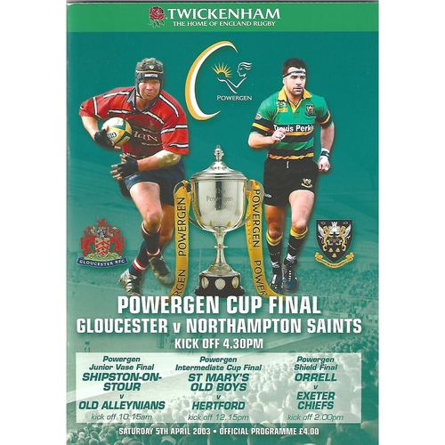 2003 Gloucester v Northampton Saints Powergen Cup Final Rugby Union Programme