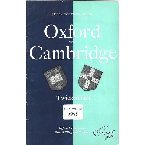 1965 Oxford v Cambridge Varsity Match Rugby Union Programme