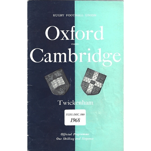 1968 Oxford v Cambridge Varsity Match Rugby Union Programme
