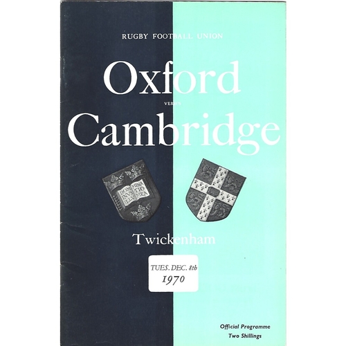 1970 Oxford v Cambridge Varsity Match Rugby Union Programme