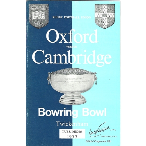 1977 Oxford v Cambridge Varsity Match Rugby Union Programme