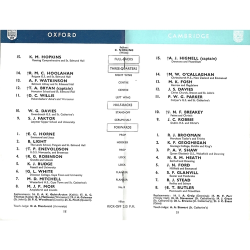 1977 Oxford v Cambridge Varsity Match Rugby Union Programme