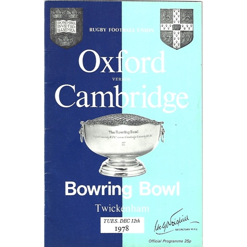 Varsity Match Oxford v Cambridge Rugby Union Programmes