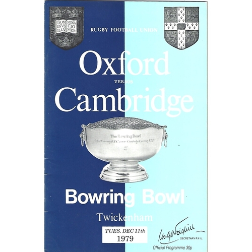 1979 Oxford v Cambridge Varsity Match Rugby Union Programme