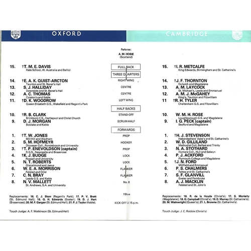 1979 Oxford v Cambridge Varsity Match Rugby Union Programme