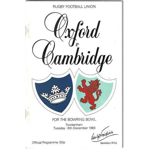 1983 Oxford v Cambridge Varsity Match Rugby Union Programme
