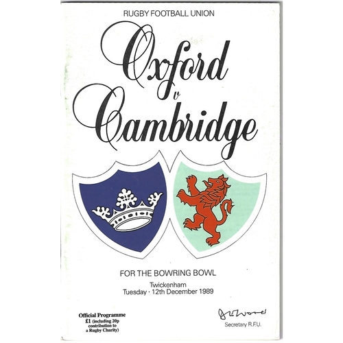 1989 Oxford v Cambridge Varsity Match Rugby Union Programme