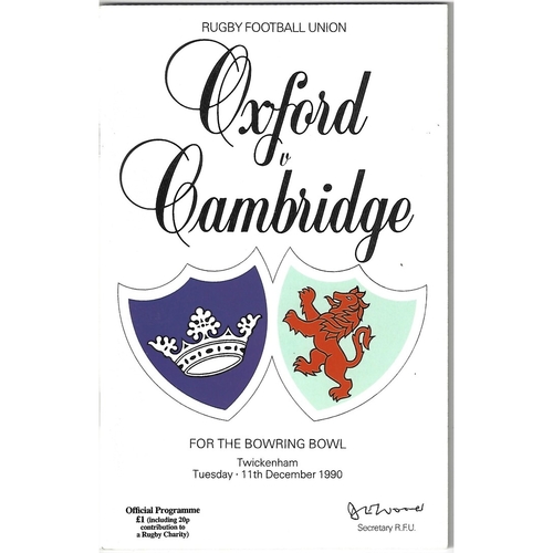 1990 Oxford v Cambridge Varsity Match Rugby Union Programme