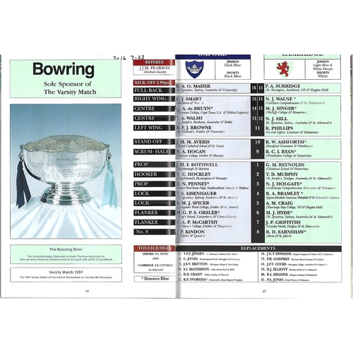 1996 Oxford v Cambridge Varsity Match Rugby Union Programme