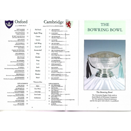 2000 Oxford v Cambridge Varsity Match Rugby Union Programme