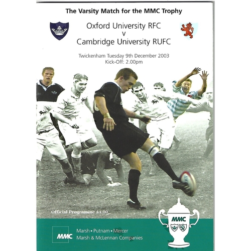 2003 Oxford v Cambridge Varsity Match Rugby Union Programme