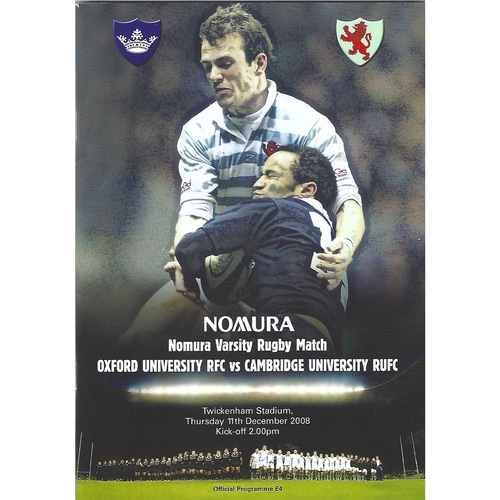 2008 Oxford v Cambridge Varsity Match Rugby Union Programme