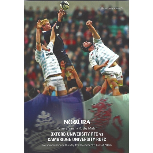 2009 Oxford v Cambridge Varsity Match Rugby Union Programme