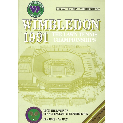 1991 (13th Day) Wimbledon Tennis Programme