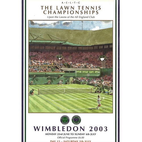 2003 (12th Day) Wimbledon Tennis Programme