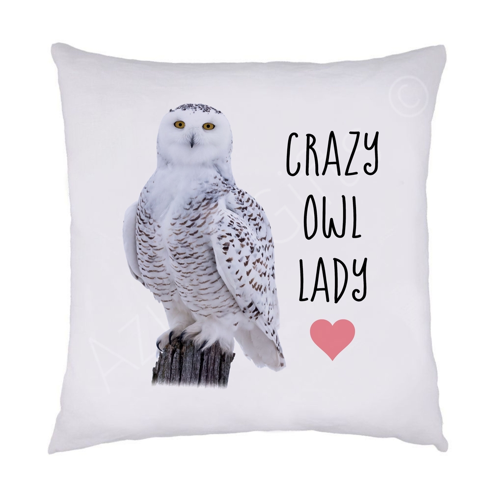 Crazy Owl Lady Cushion (Snowy Owl)