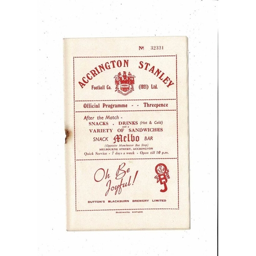 1953/54 Accrington Stanley v Rochdale Football Programme April