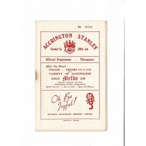 1953/54 Accrington Stanley v Crewe Alexandra Football Programme