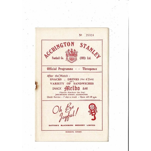 1953/54 Accrington Stanley v Darlington Football Programme