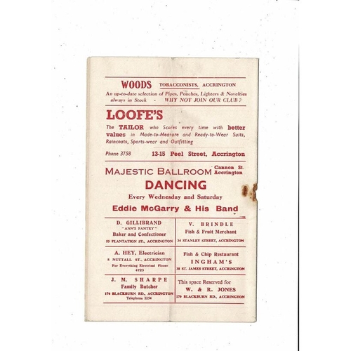 1953/54 Accrington Stanley v Darlington Football Programme