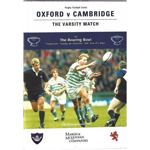 1998 Oxford v Cambridge Varsity Match Rugby Union Programme