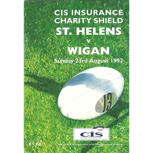 1992 St. Helens v Wigan Charity Shield Rugby League Programme