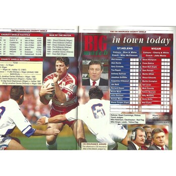 1992 St. Helens v Wigan Charity Shield Rugby League Programme