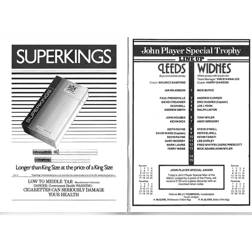 1983/84 Leeds v Widnes John Player Special Trophy Final Rugby League Programme