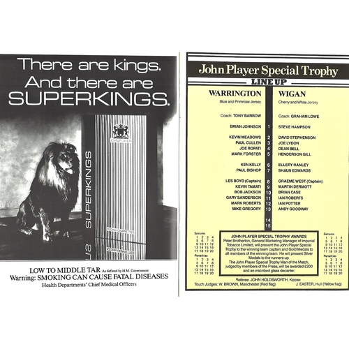 1986/87 Warrington v Wigan John Player Competition Final Rugby League Programme