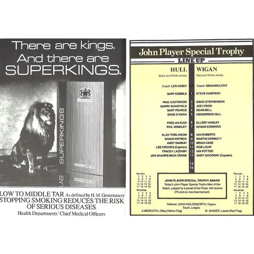 1986/87 Hull v Wigan John Player Special Trophy Semi Final Rugby League Programme