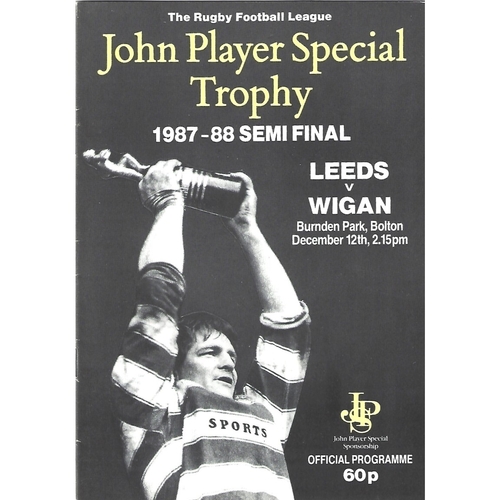 1987/88 Leeds v Wigan John Player Special Trophy Semi Final Rugby League Programme